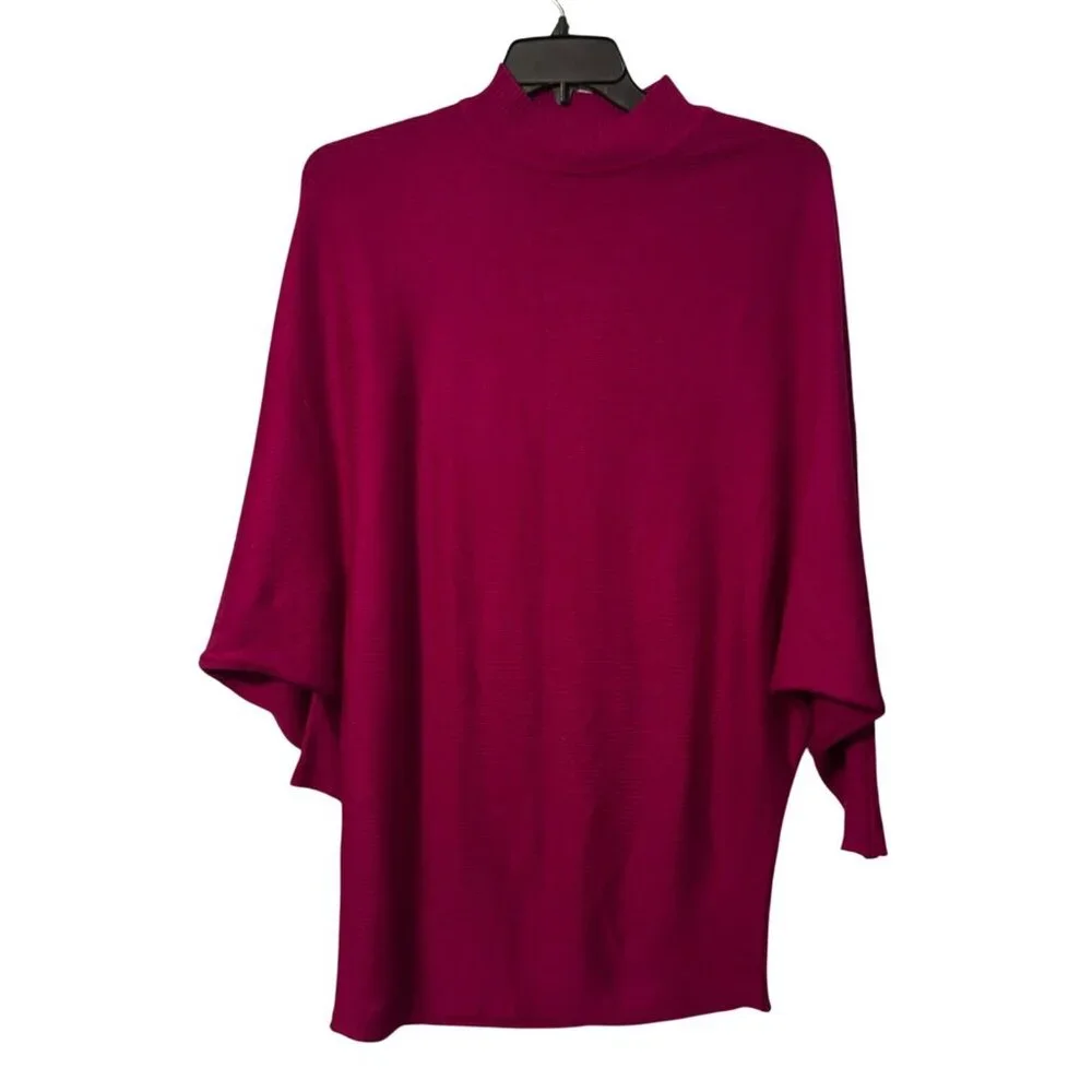 Magenta Mock Neck Batwing Sleeve Knit Dress By Before You Size S 100% Acrylic dr - Picture 2 of 12